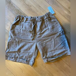 NWT Puro Lino Italian Brown Linen Shorts Size 29